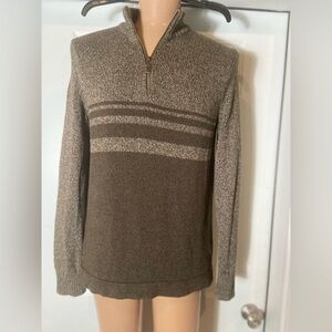 Eddie Bauer~Men’s~Heavy~Color Block~Striped~1/4 Zip~Knit Pullover~Sweater~Size L